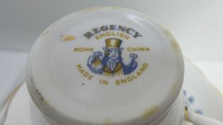 VINTAGE REGENCY ENGLISH BONE CHINA VIOLETS TRIO TEACUP CUP SAUCER PLATE 3