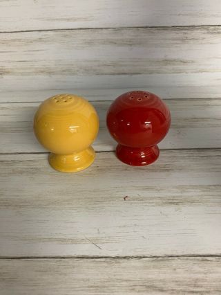 Vintage Fiesta Ware Sunflower And Scarlet / Bulb Salt And Pepper Shakers