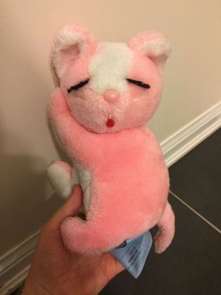 Vintage Pink Sleeping Cat Plush Kitsch