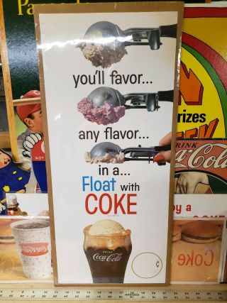 Vintage Coca Cola Paper Sign Antique Diner Soda Fountain Orig Nos
