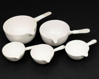 Vintage Set Of 5 White Ceramic Coors Pharmaceutical Mixing Cups Bowls Apothecary