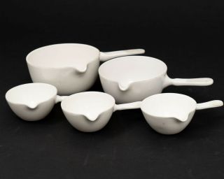 Vintage Set of 5 White Ceramic Coors Pharmaceutical Mixing Cups Bowls Apothecary 2