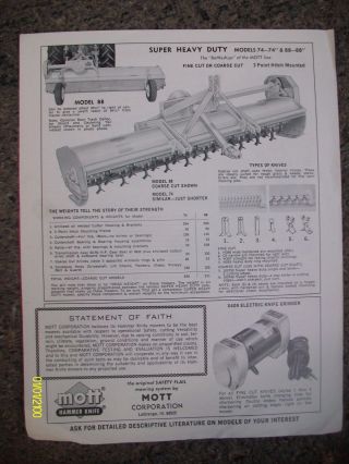 Rare HTF Vintage Mott Hammer Knife Safety Flail Mowers Flyer 2