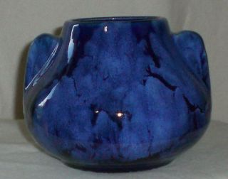 Vintage Brush McCoy Pottery Blue Onyx Glazed Squat Vase 2