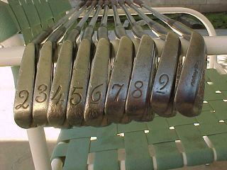 Vintage H&b Louisville Slugger 2 - Pw Set (9 Irons) Leather Wrapped Grips