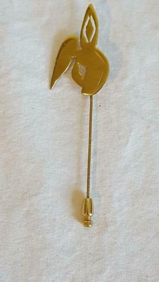 3 " Vintage Brass Cutout Playboy Bunny Stick Pin,  Leg Shaped Ear,  No Defects,  J5b1