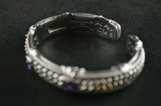 Vintage Sterling Silver Decorative Cuff Bracelet w Purple Stones - 47g 3
