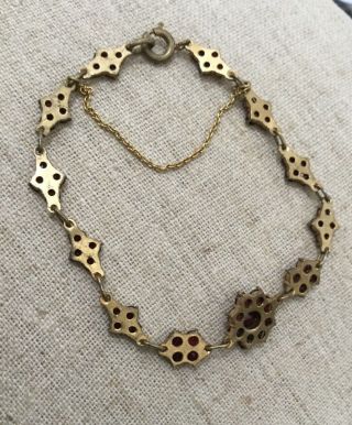 Vintage Jewelry Prong Set Garnet Link Brass Findings BRACELET 4
