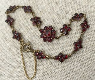 Vintage Jewelry Prong Set Garnet Link Brass Findings BRACELET 5