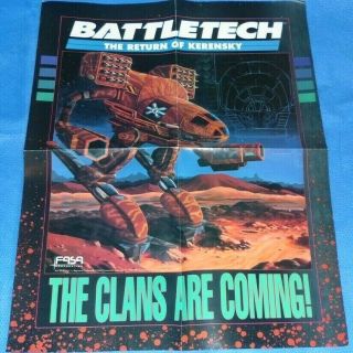 Battletech The Return Of Kerensky " The Clans Are Coming " Promo Poster - Vintage