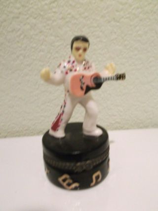 Vintage Elvis Presley Hinged Trinket Box With Guitar And Microphone Charms