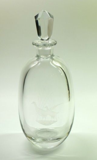 Vintage Orrefors Pheasant Engraved Decanter P 3887 By Sven Palmquist.