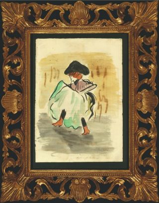 Pablo Picasso Hand Signed Vintage Watercolor Dancer Figure - Rare