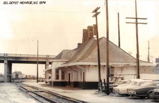 Monroe North Carolina Scl Railroad Depot Real Photo Vintage Postcard K105818