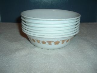 Vtg Corelle Butterfly Gold Bowls 6 " Set Of 7 Dishes Pyrex Corning