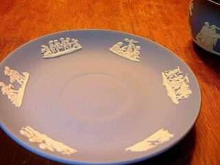 Vintage Wedgwood Blue Jasperware Grecian Cup & Saucer 2