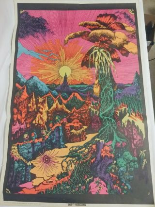 Vintage Lost Horizons Black Light Poster 1970 Head Shop Psychedelic