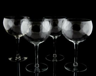 Vintage Diamond Optic Balloon Wine Glasses,  Set Of (4),  Elegant Stemware