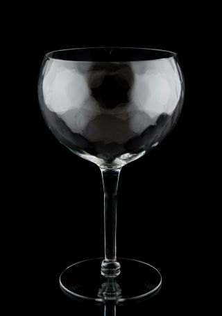 Vintage Diamond Optic Balloon Wine Glasses,  Set of (4),  Elegant Stemware 2