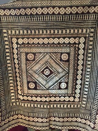 Vintage Tapa Bark Cloth South Pacific Islands 122.  5 Cm Square Large Masi