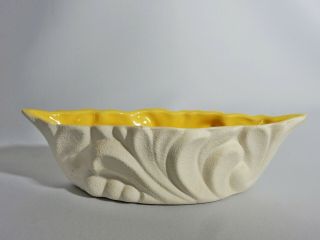 Stunning Vintage Retro Australian Pottery White Yellow Trough Vase Dish Pot 502