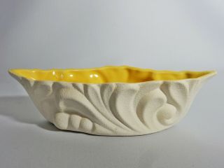 Stunning Vintage Retro Australian Pottery White Yellow Trough Vase Dish Pot 502 2