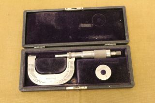 Vintage Brown & Sharpe 48 1 - 2” Micrometer W/ Standard & Box Machinist Tool N215