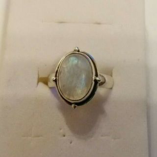 Vintage Sterling Silver And Moonstone Ring - Size Q