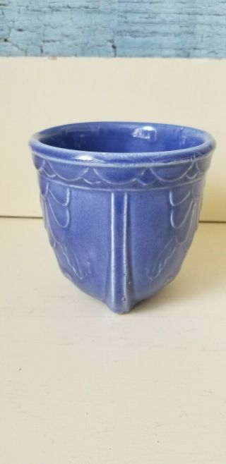 Vintage Art Deco Shawnee Art Pottery Blue Planter 3 Footed 3
