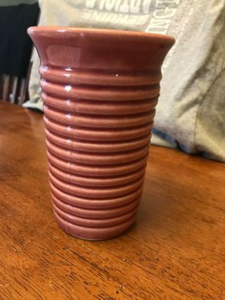 Vintage Usa Mccoy 6” Tall Pink Spiral Grooved Vase