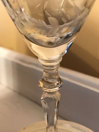Vintage Etched Optic Crystal Large Wine or Water Goblets 3