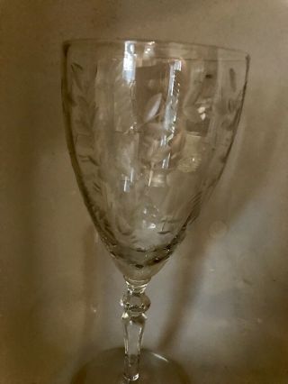 Vintage Etched Optic Crystal Large Wine or Water Goblets 4