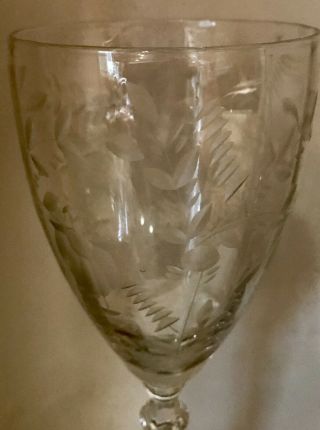 Vintage Etched Optic Crystal Large Wine or Water Goblets 5