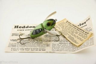 Heddon Crazy Crawler Donelly Clip 2100 Vintage Lure Glow Worm W Paperwork Db1