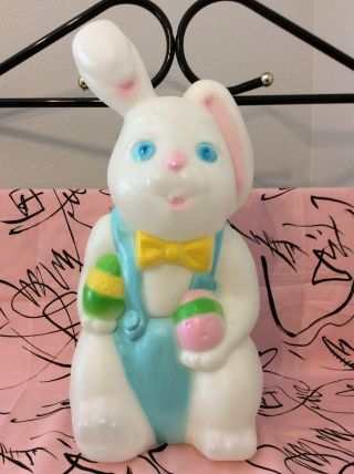 Vintage Empire Easter Bunny Rabbit Plastic Blowmold Boy W/eggs