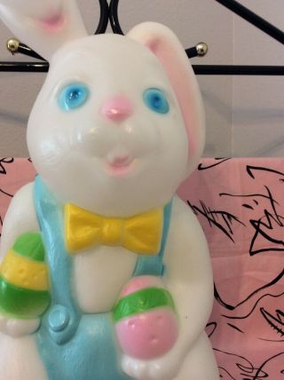 Vintage EMPIRE Easter Bunny Rabbit Plastic BLOWMOLD Boy w/Eggs 2