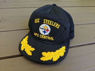 Vintage Uss Pittsburgh Steelers Hat With Gold Leaf