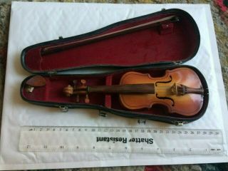 Antique Vintage Miniature Violin & Bow Cased