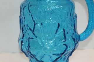 Vintage Anchor Hocking Blue Glass RAINFLOWER Iced Tea Pitcher - 64 ounces 2