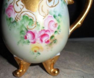 Vintage Hand Painted China Creamer Footed Cream Pitcher Gold Accent Bavaria J&C 3