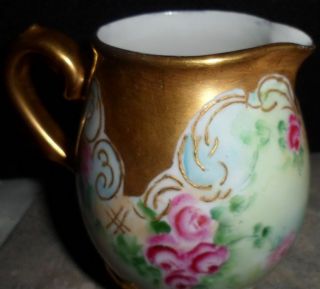 Vintage Hand Painted China Creamer Footed Cream Pitcher Gold Accent Bavaria J&C 4