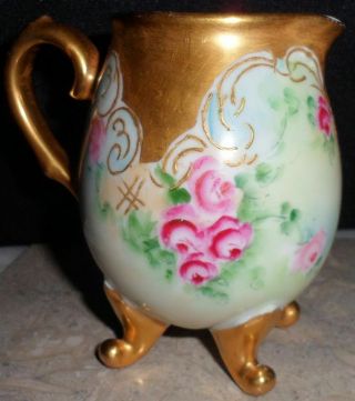 Vintage Hand Painted China Creamer Footed Cream Pitcher Gold Accent Bavaria J&C 5