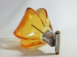 Vintage Retro Art Deco Amber Glass Perfume Bottle Atomiser Geometric Shape 2