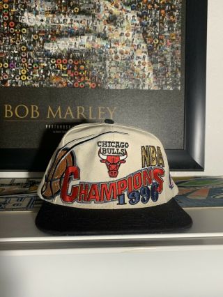 Vintage Chicago Bulls Hat 96 Nba Champions Snapback Cap Michael Jordan Logo 7