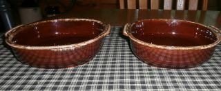Set of 2 Hull Vintage Brown Drip Glaze 1 1/2 Quart Casserole Dishes 2