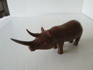 Vintage Hand Carved Wood African Rhinosaurus Rhino Made In Kenya 3848