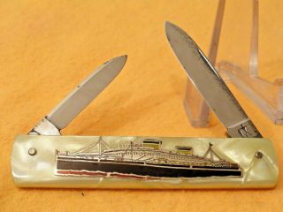Rare Antique M V Britannic Ship Pocket Knife Vintage Pocket Knife Maritime Knife