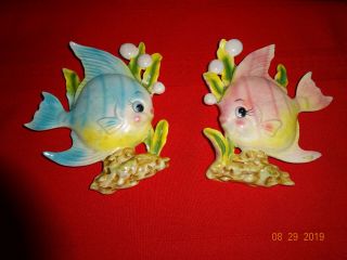 Vintage Bathroom Fish Wall Plaques Ceramic With Hanger