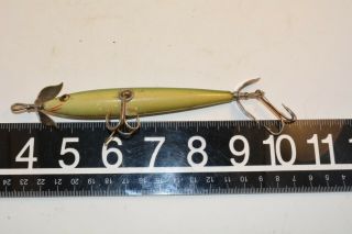 Old Very Early South Bend Under Water Minnow Hand Painted Gills Wood Glass