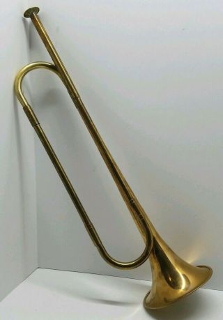 Vtg Brass Bugle Horn Musical Instrument Marching Military Hunting Flugel Trumpet